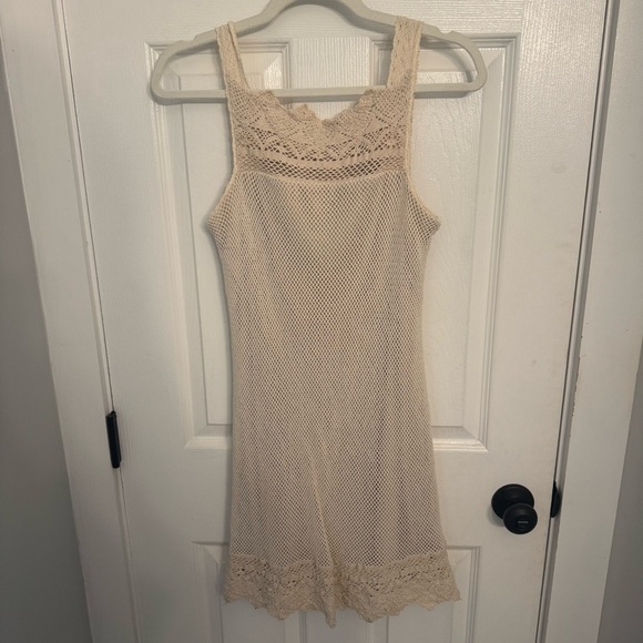 Lyndia Procanik Dresses & Skirts - Cream Lace knit Sleeveless Dress